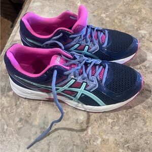 Asics Navy Pink Mint Women's Athletic Running Shoes